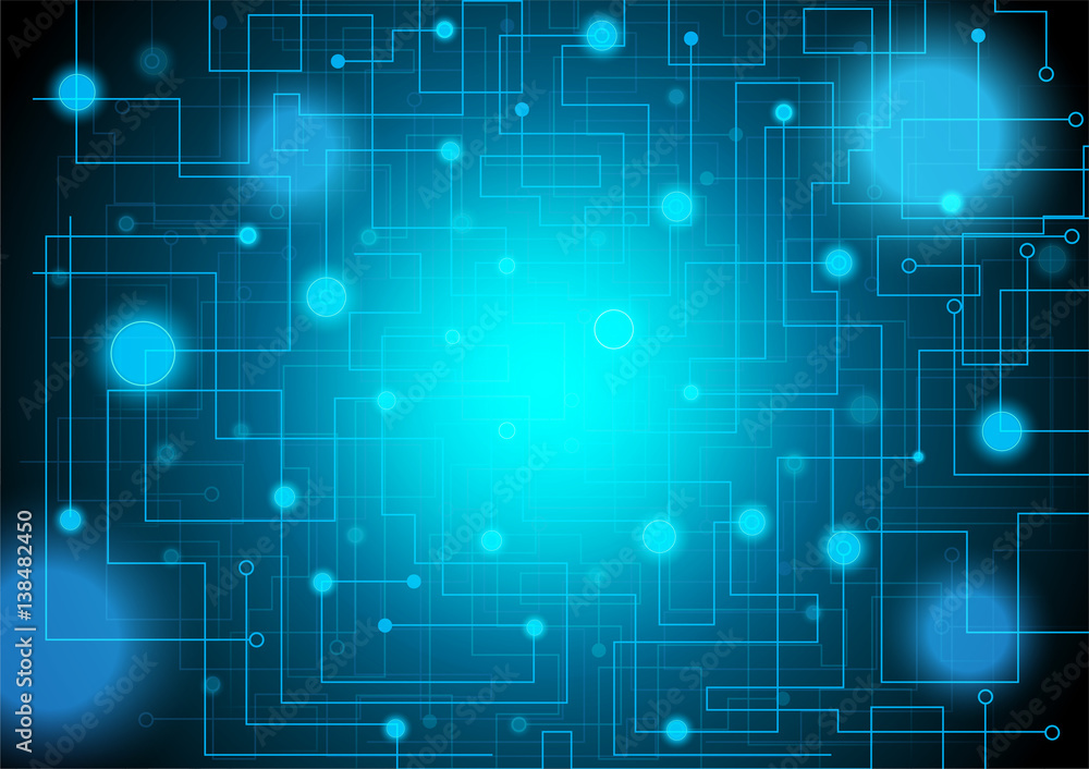 Technology background with circuit and blue light vector illustration