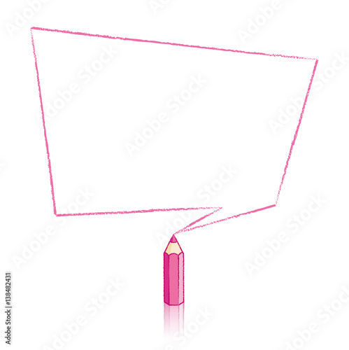 Pink Pencil Drawing Skewed Rectangular Speech Balloon