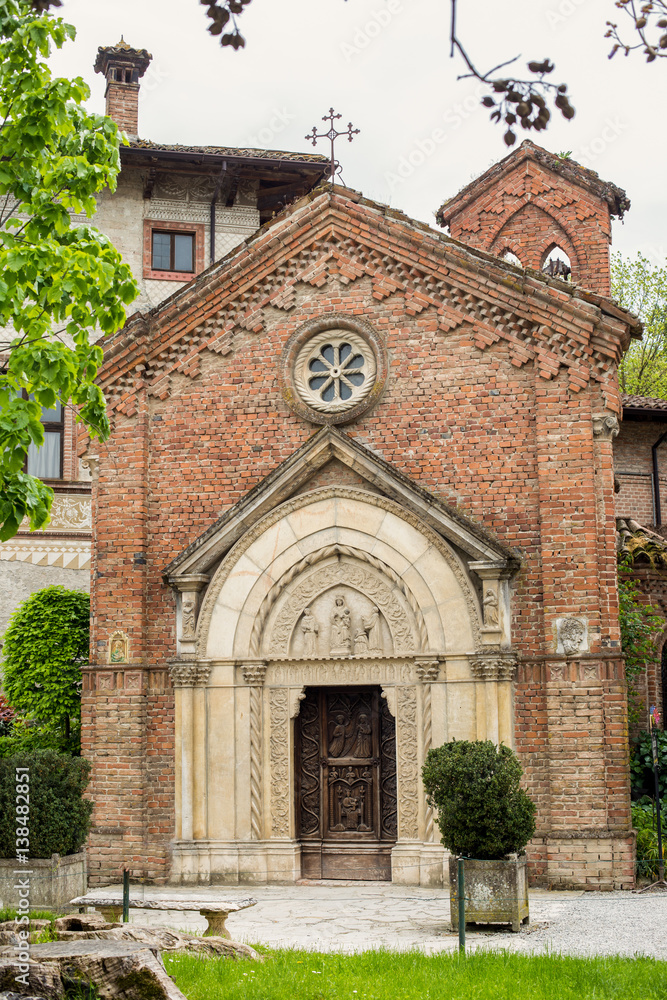 Ancient gothic Church in Grazzano Visconti, near Parma, Italy
