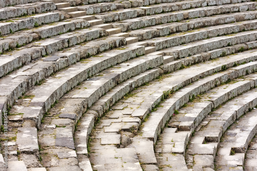 View of Roman empire amphitheater stands in ancient Ostia - Rome , Italy View of Roman empire amphitheater stands in ancient Ostia - Rome , Italy