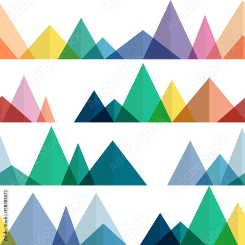 Abstract mountains ridges in geometric style. Seamless vector background  for hiking and outdoor concept.