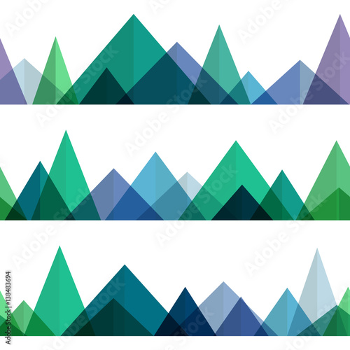 Abstract mountains ridges in geometric style. Seamless vector background  for hiking and outdoor concept.