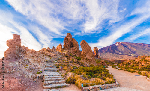 Εκτύπωση καμβά Roques de Garcia stone and Teide mountain volcano in the Teide National Park, Tenerife, Canary Islands, Spain