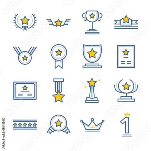 Award and prize icons set