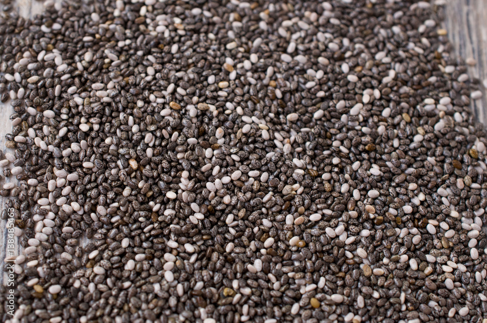 A handful of chia seeds closeup A handful of chia seeds closeup