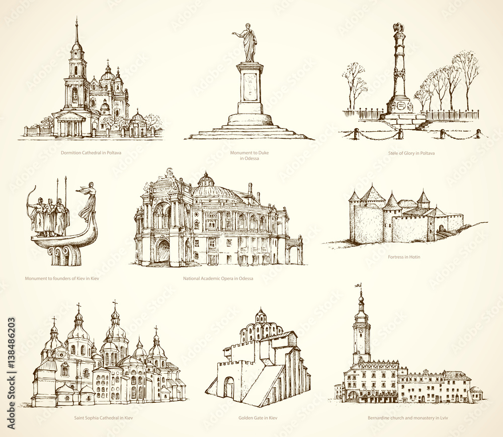 Famous historical buildings. (history of architecture series) - Follow  @arch.design.only - Credit : @07sketches | Instagram