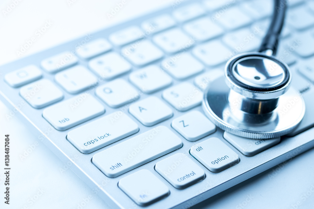 Stethoscope with a modern computer keyboard Stethoscope with a modern computer keyboard