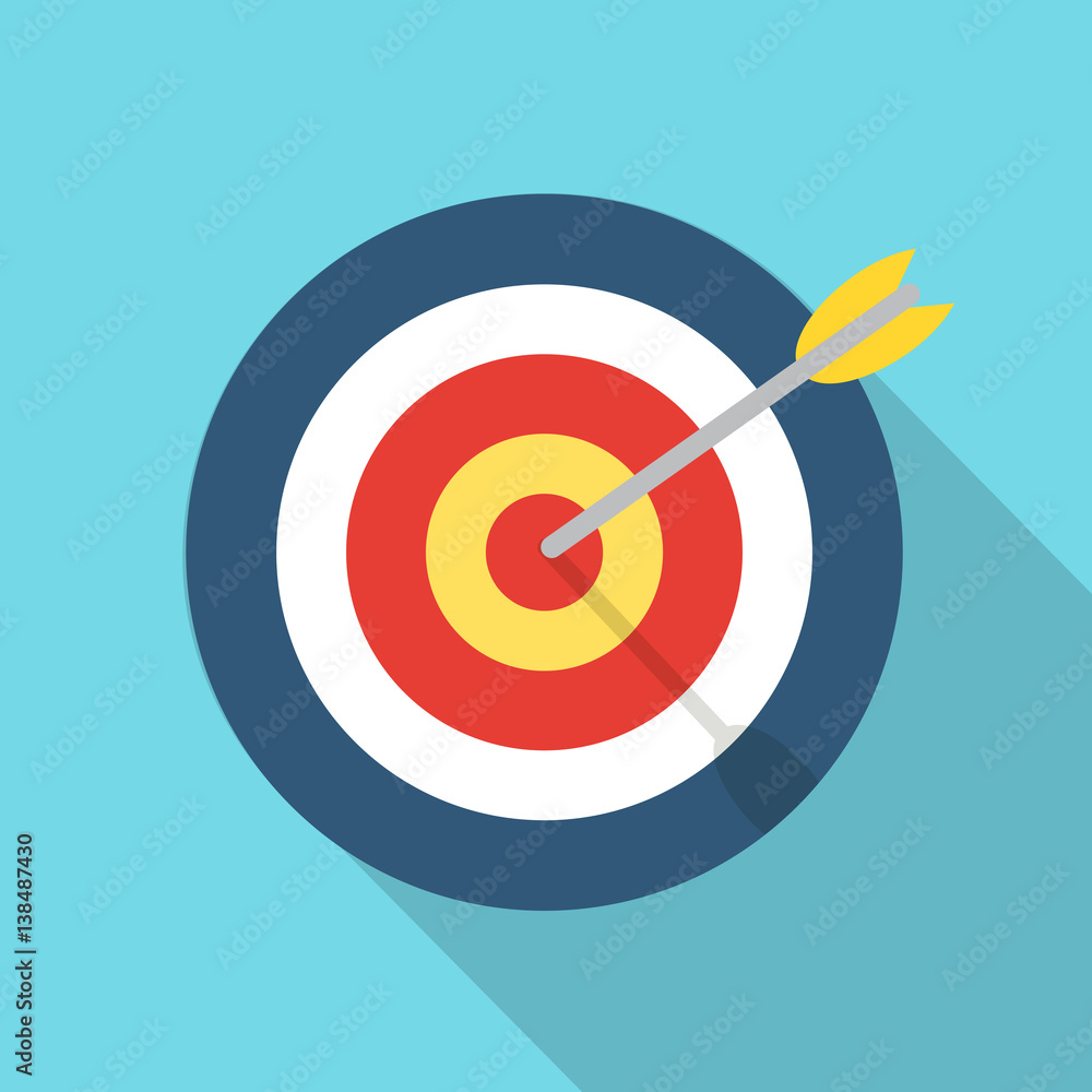 Target with an arrow flat icon concept market goal vector picture image Target with an arrow flat icon concept market goal vector picture image