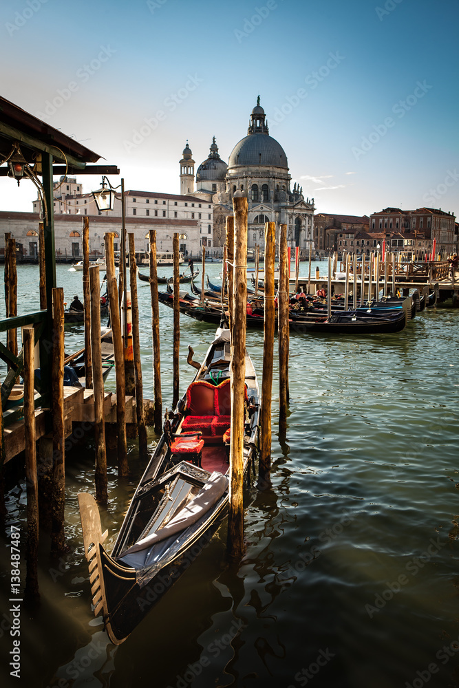 Gondola on Canal Grande with Basilica di Santa Maria della Salute, Venice