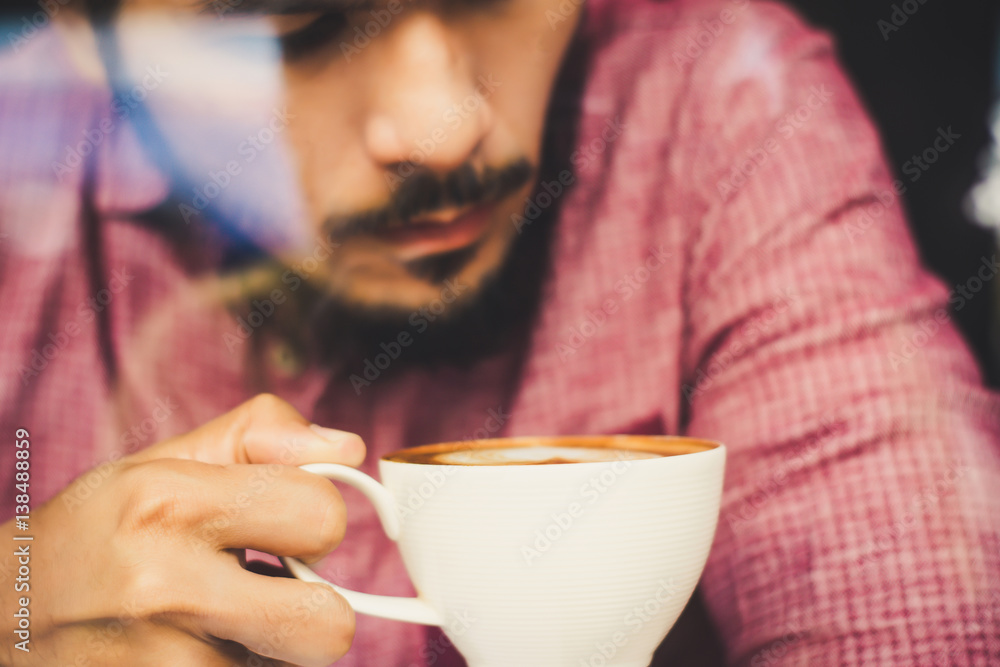 Relax and drink coffee, close up Relax and drink coffee, close up