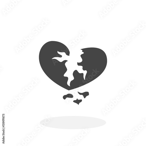 Broken heart Icon. Vector logo on white background