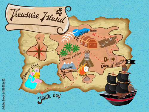 Treasure Island Pirate Map for Quest
