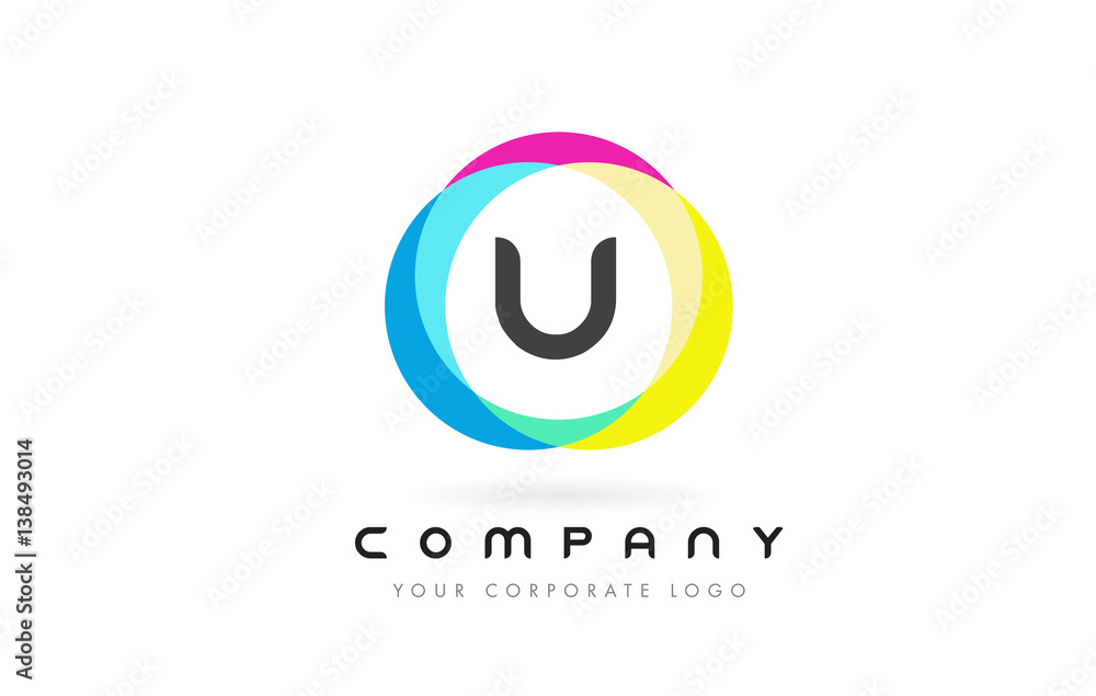 U Letter Logo Design with Rainbow Rounded Colors.