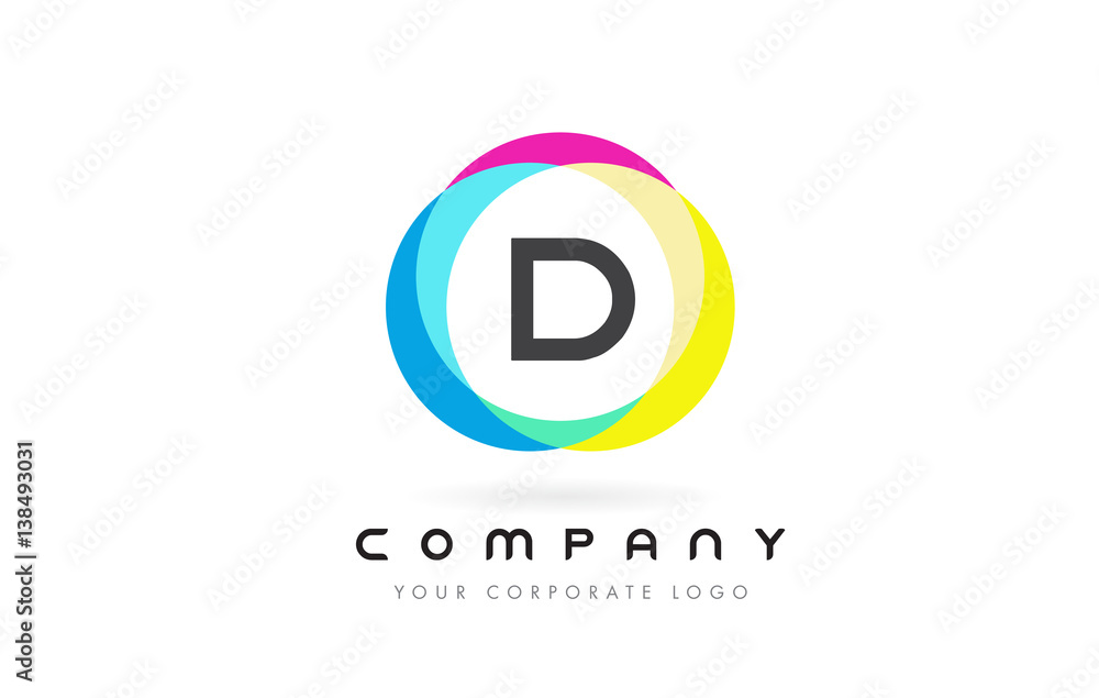 D Letter Logo Design with Rainbow Rounded Colors. D Letter Logo Design with Rainbow Rounded Colors.