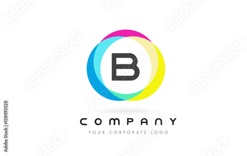 B Letter Logo Design with Rainbow Rounded Colors.