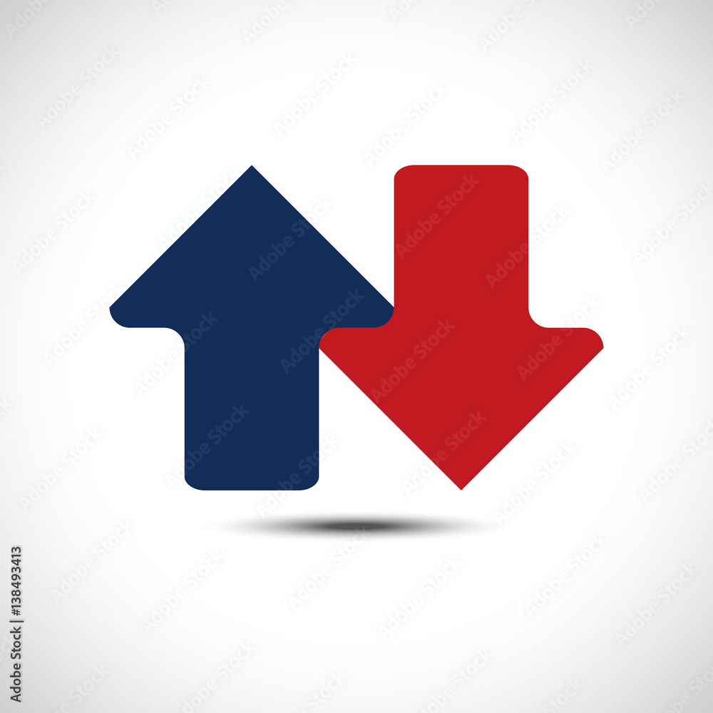 Up and Down Blue and Red Arrow Icon. Vector Icon Illustration. Up and Down Blue and Red Arrow Icon. Vector Icon Illustration.