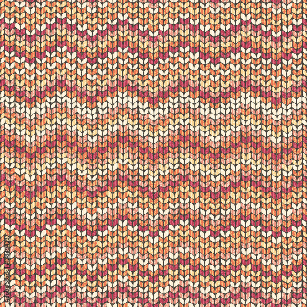 Knitting pattern, zigzag seamless wool background, Illustration