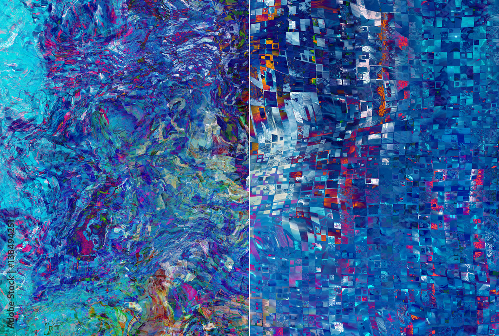 Set 2 of blue abstract backgrounds digital illustration. Set 2 of blue abstract backgrounds digital illustration.