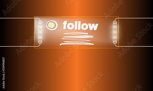 Vector blue glass transparency objects and lights and the word follow