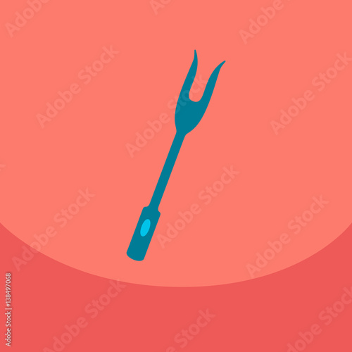 Large Fork with Wooden Handle on a color Background Vector Illustration yoke