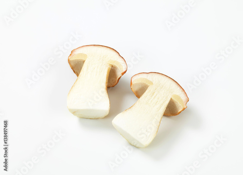 halved boletus mushroom