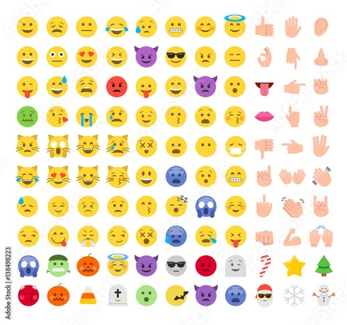 Flat style emoji emoticon icon set photo