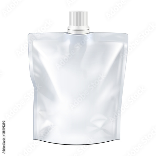Blank Food Flexible Pouch Bag With Spout Packaging Vector EPS10