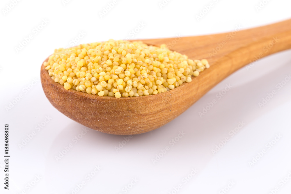 Dry millet isolated on white Dry millet isolated on white