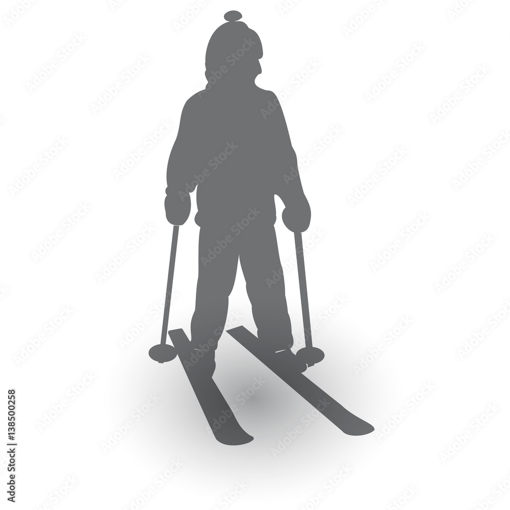 Icon silhouette of skier gray on a white background