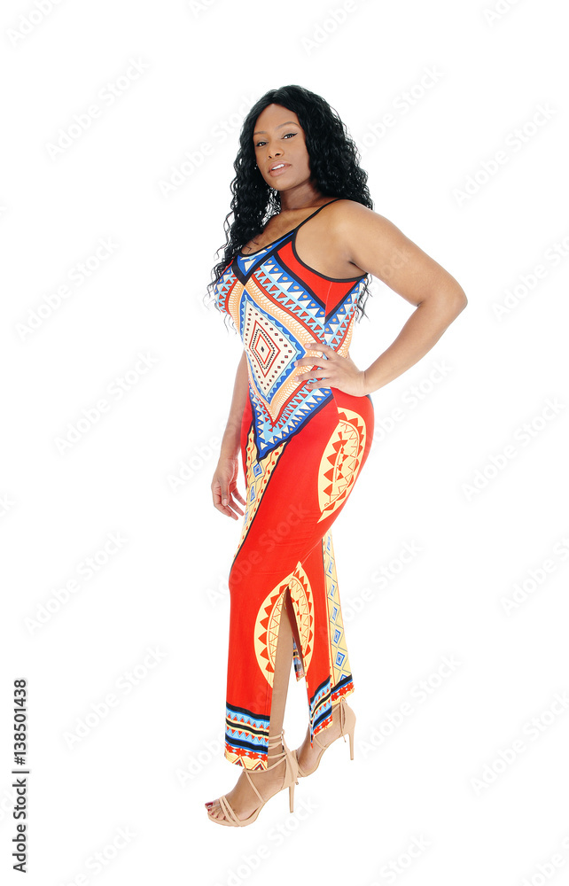 Beautiful African woman in long dress. Beautiful African woman in long dress.