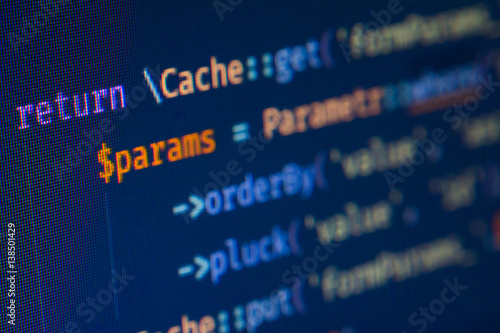 Wallpaper Mural Php code on blue background close up, pixels Torontodigital.ca