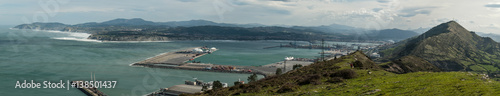 Panoramic view of El Abra Port of bilbao, basque coast 
