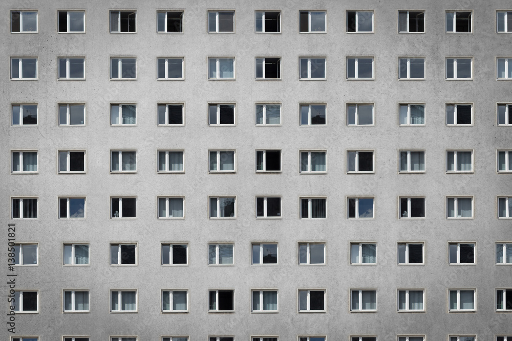 many windows on building facade - apartment block many windows on building facade - apartment block