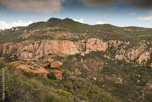 Fototapeta Naklejka Na Ścianę i Meble -  Giant Cliff Near Sandstone Peak in Santa Monica Mountains National Recreation Area