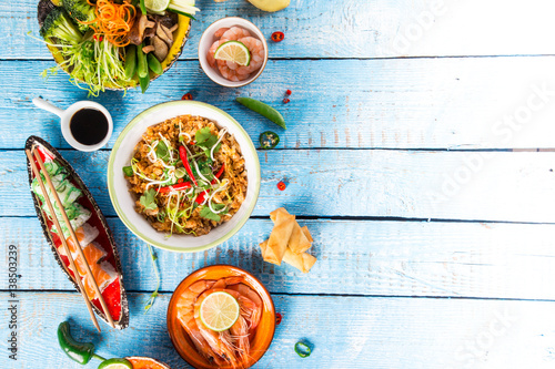 Various of asian meals on r...