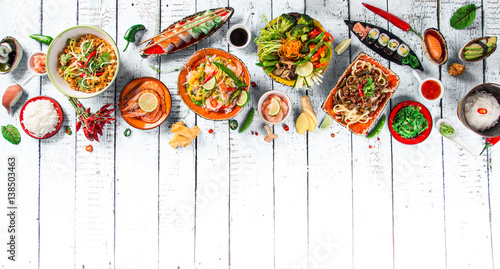 Various of asian meals on r...