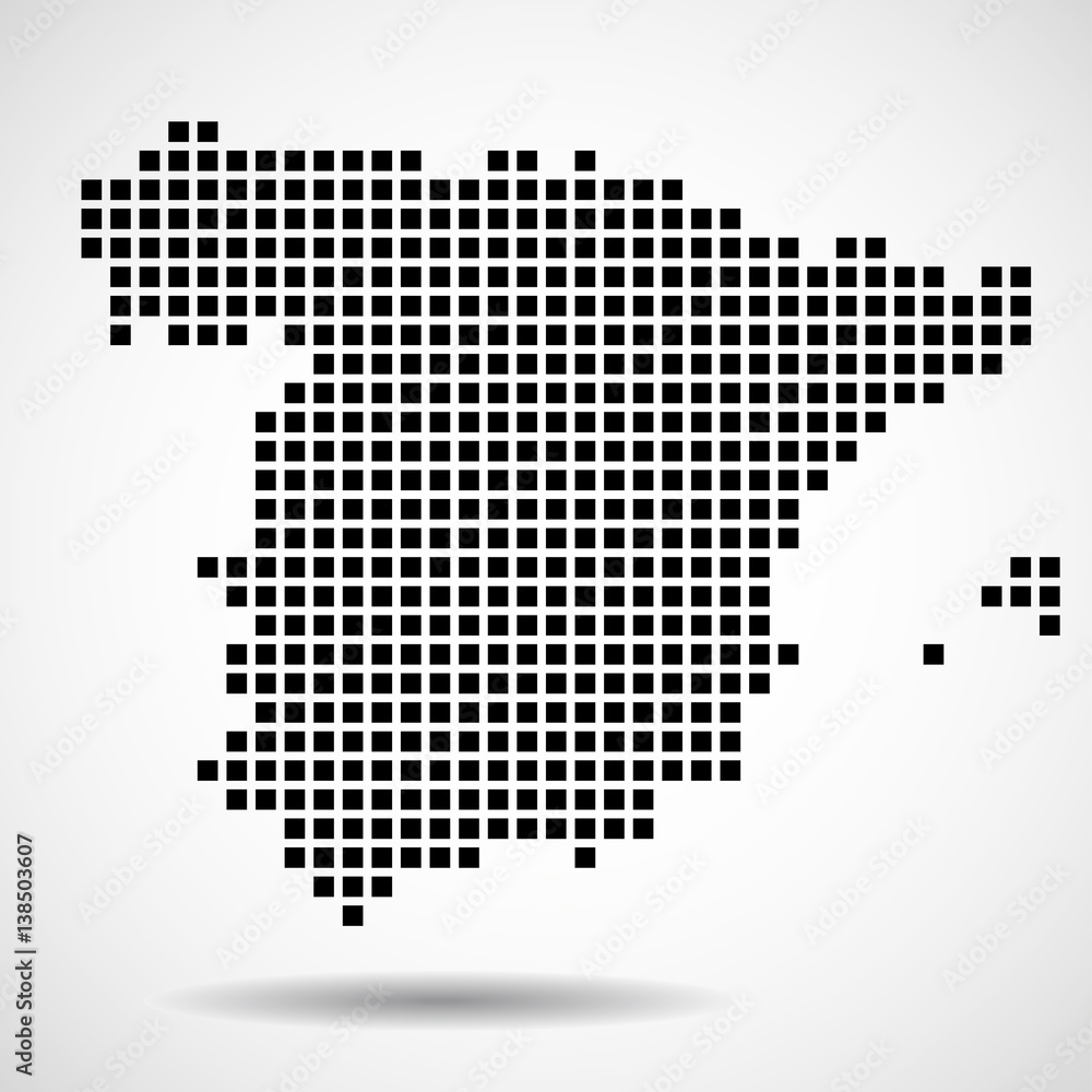 Pixel map of Spain, vector illustration eps 10