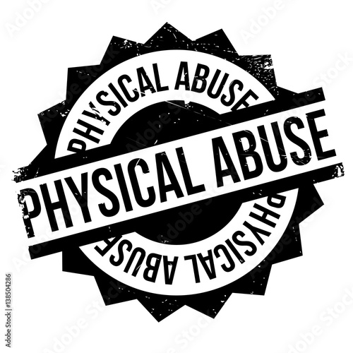 Physical Abuse rubber stamp. Grunge design with dust scratches. Effects can be easily removed for a clean, crisp look. Color is easily changed.