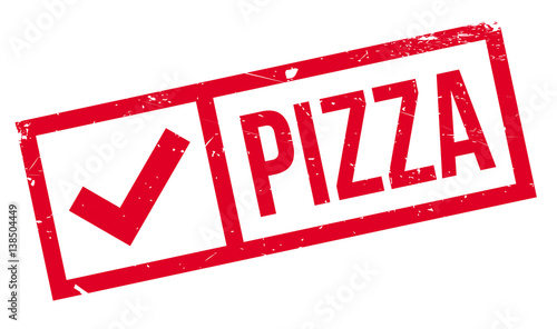Pizza rubber stamp. Grunge design with dust scratches. Effects can be easily removed for a clean, crisp look. Color is easily changed.