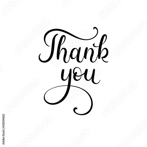 Thank You Hand Lettering Card. Modern Calligraphy. Vector Illustration.