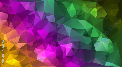 Abstract multicolored polygon  low polygon background. Transfusion of color. Yellow  purple  green colors. Watercolor effect. Geometric Pattern