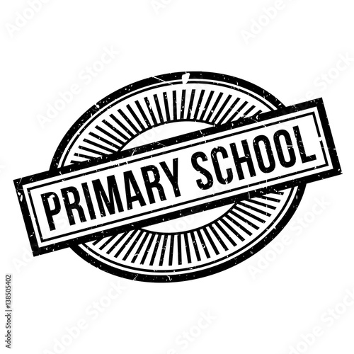 Primary School rubber stamp. Grunge design with dust scratches. Effects can be easily removed for a clean, crisp look. Color is easily changed.