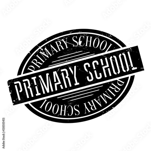 Primary School rubber stamp. Grunge design with dust scratches. Effects can be easily removed for a clean, crisp look. Color is easily changed.