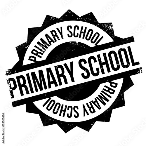 Primary School rubber stamp. Grunge design with dust scratches. Effects can be easily removed for a clean, crisp look. Color is easily changed.