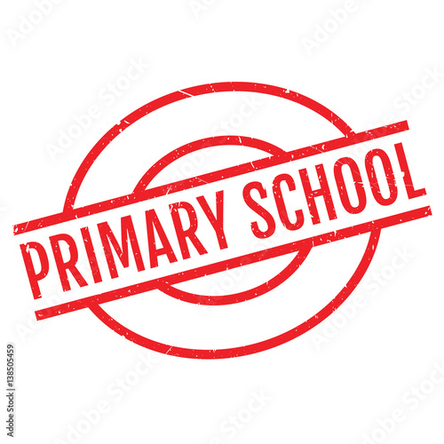 Primary School rubber stamp. Grunge design with dust scratches. Effects can be easily removed for a clean, crisp look. Color is easily changed.
