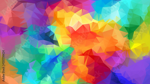 Abstract low poly background. Pattern of triangles. Polygonal design. Fullcolor all colors of the rainbow. All colors of the rainbow. Raster copy photo