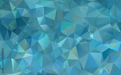 Abstract low poly background. Pattern of triangles. Polygonal design. Stretching to the black. Azure, blue, green. All colors of the rainbow. Raster copy