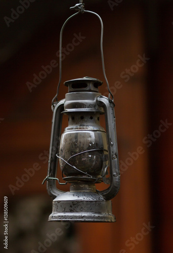 kerosene vintage lamp , old fashioned lantern , antique interior element , vintage design