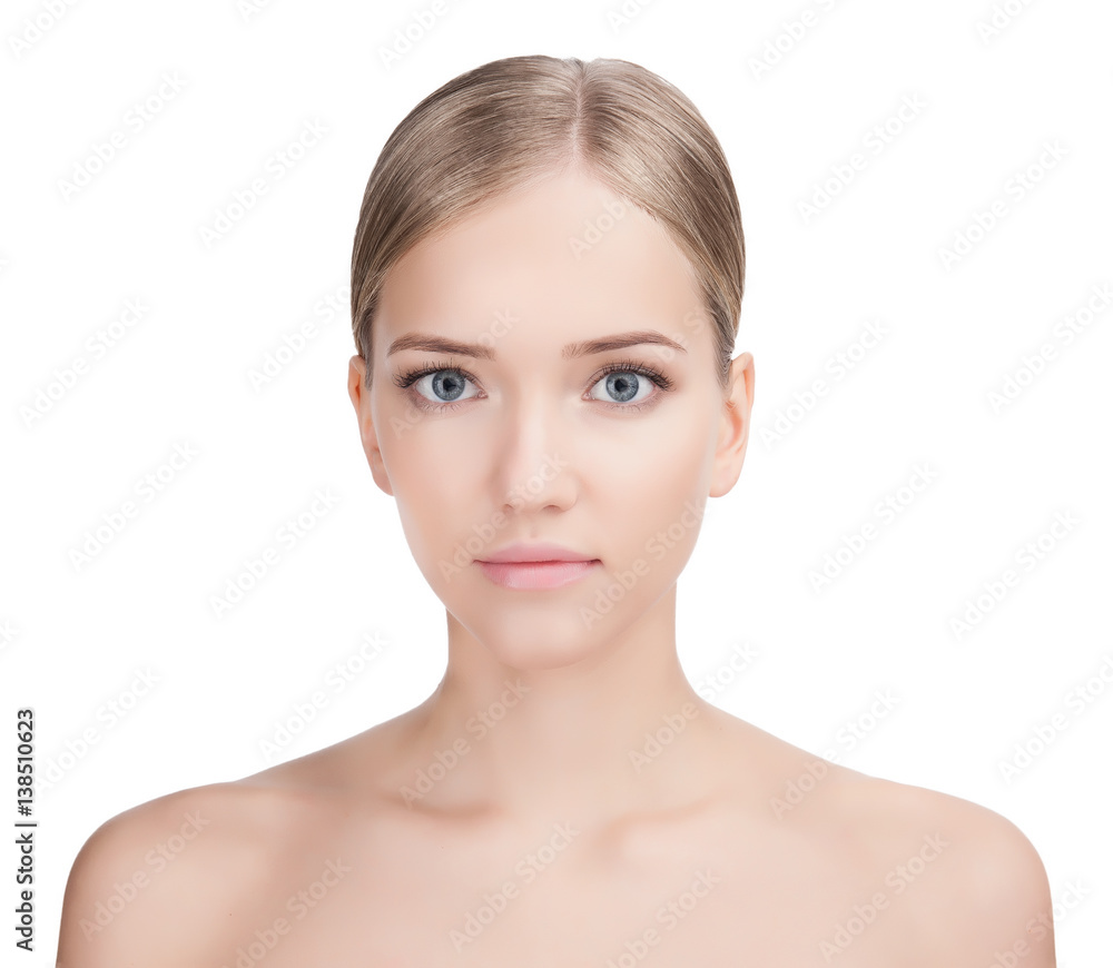 Beauty Woman face Portrait. Skin Care Concept Isolated on a white background Beauty Woman face Portrait. Skin Care Concept Isolated on a white background