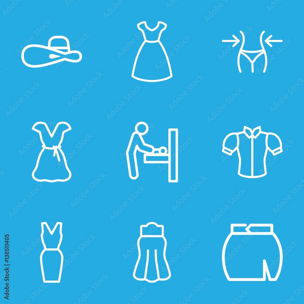 Set of 9 lady outline icons Set of 9 lady outline icons
